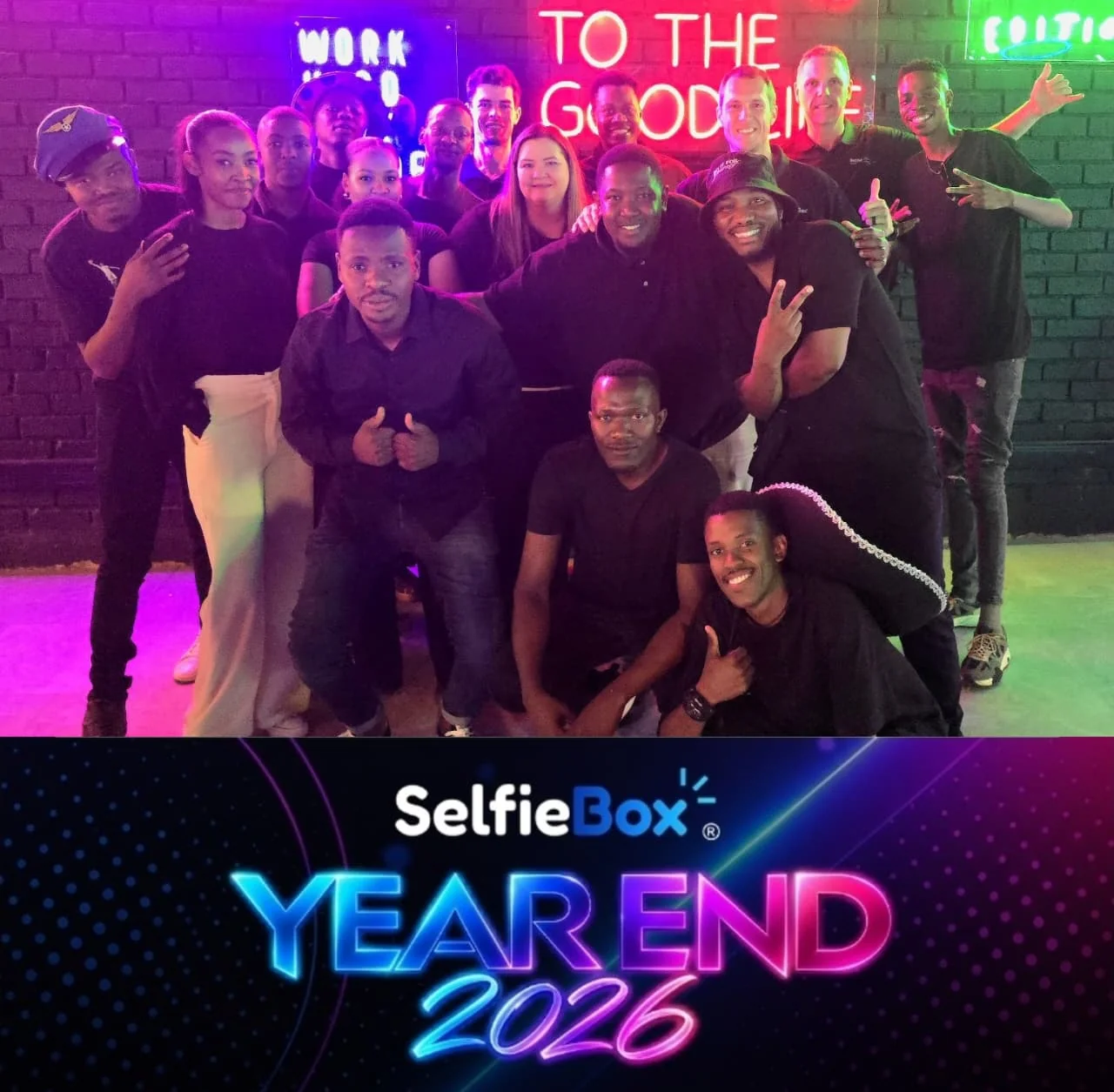 SelfieBox Gauteng team celebrating Year End 2026