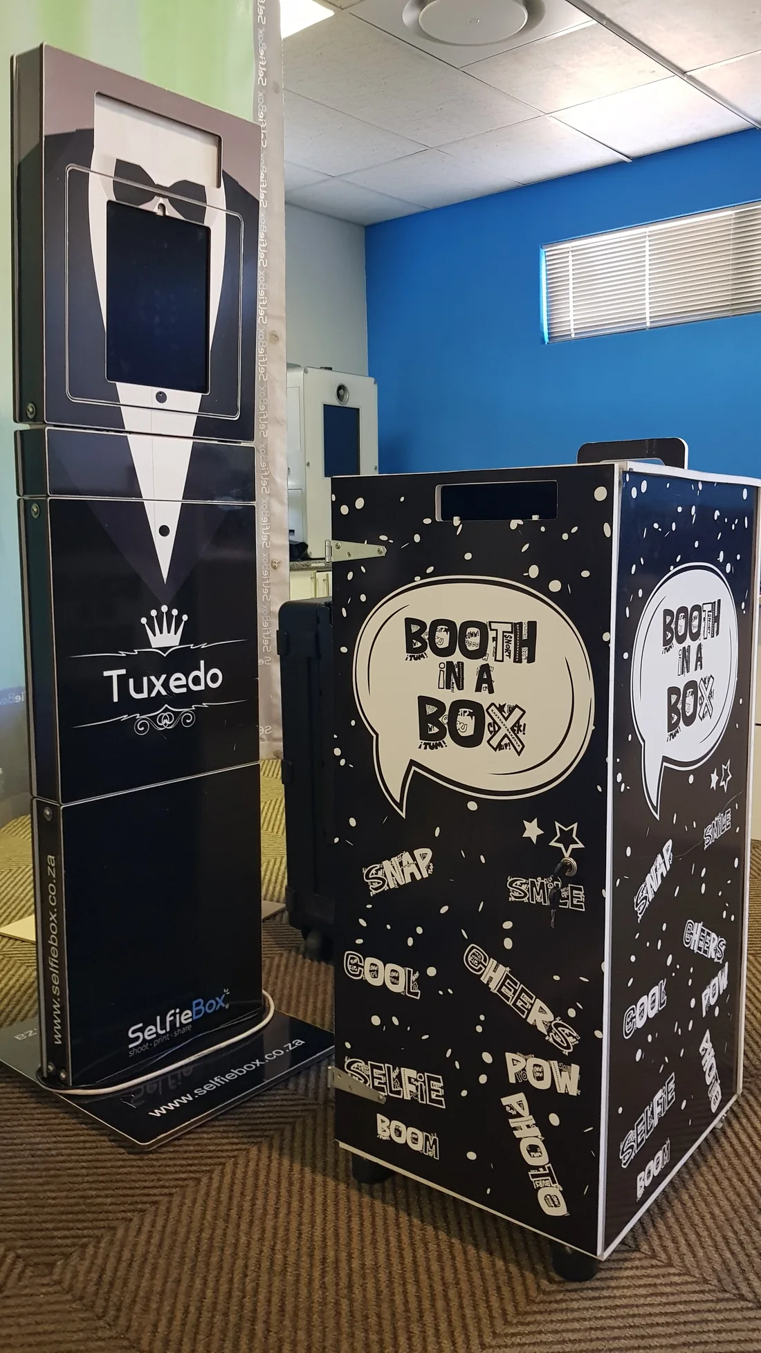 The original Booth-in-a-Box shown as a compact transportable unit