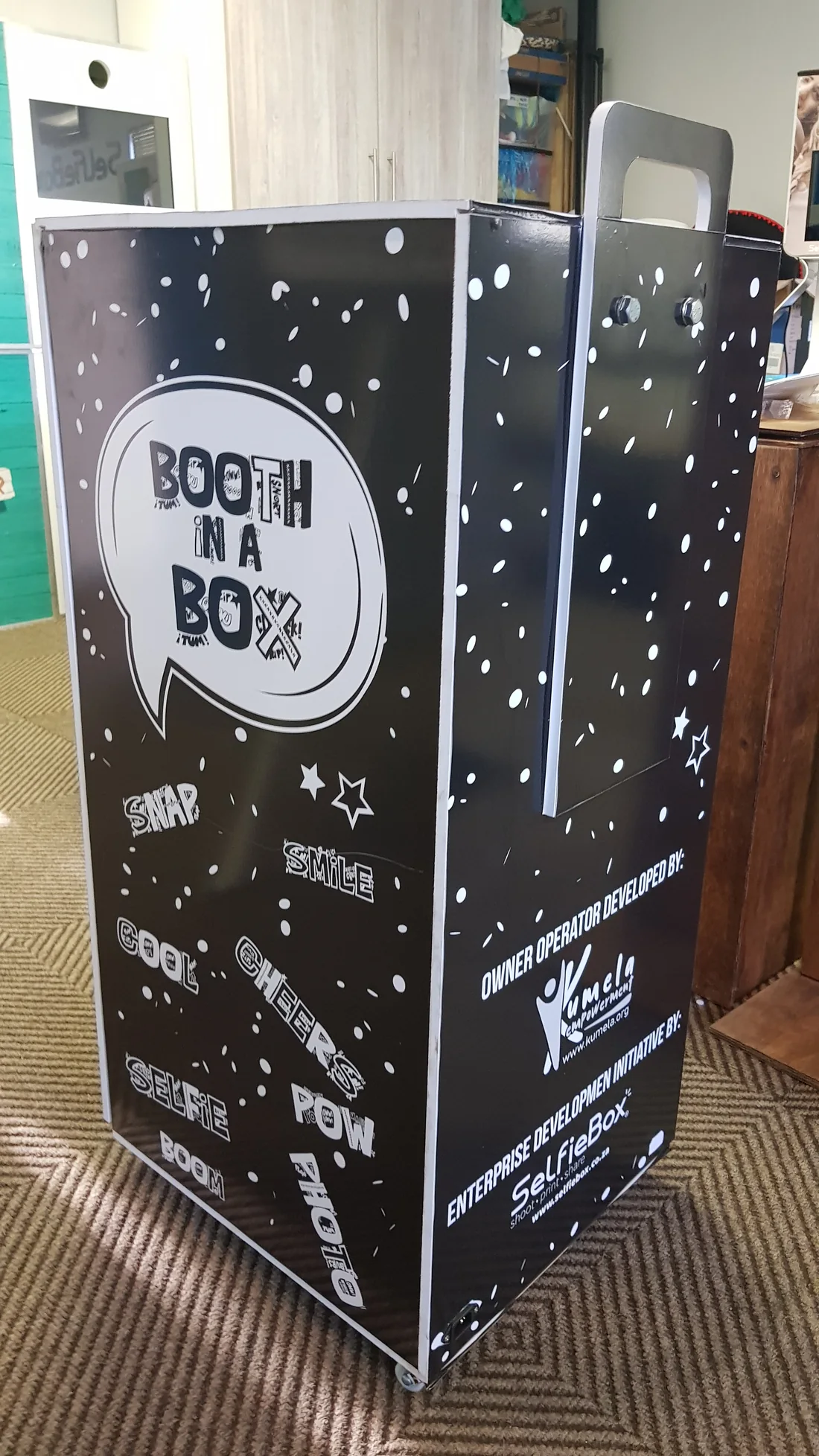 The original compact Booth-in-a-Box product viewed from the side