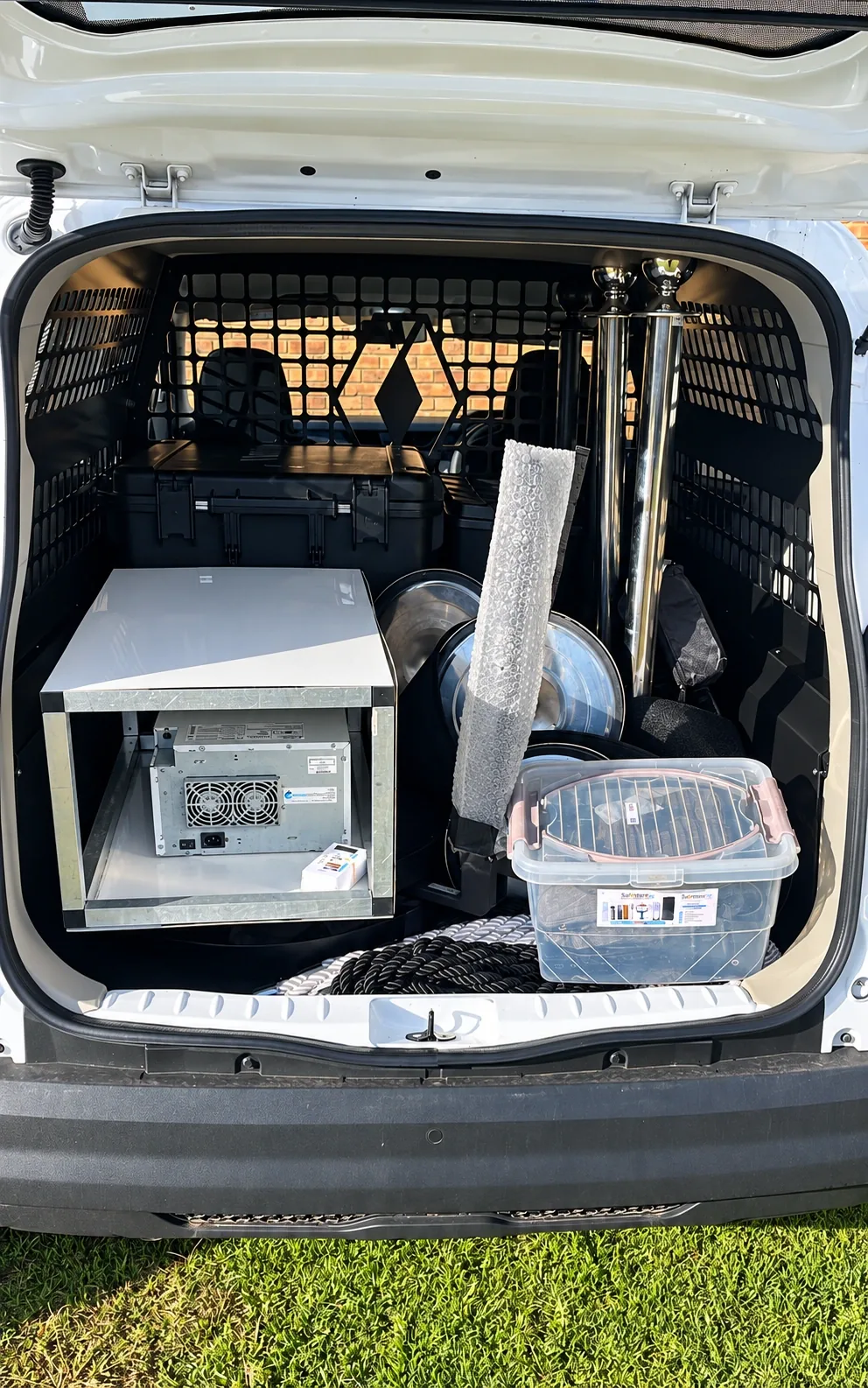 Event equipment packed securely in a SelfieBox vehicle