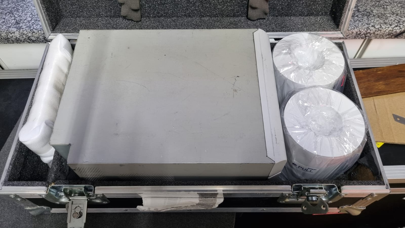 Equipment protected inside a fitted transport case