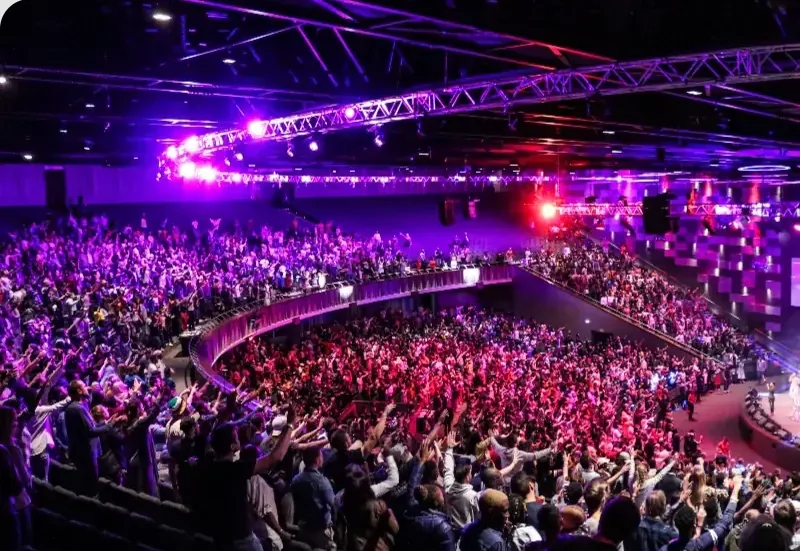 The completed CRC Pretoria auditorium filled with worshippers