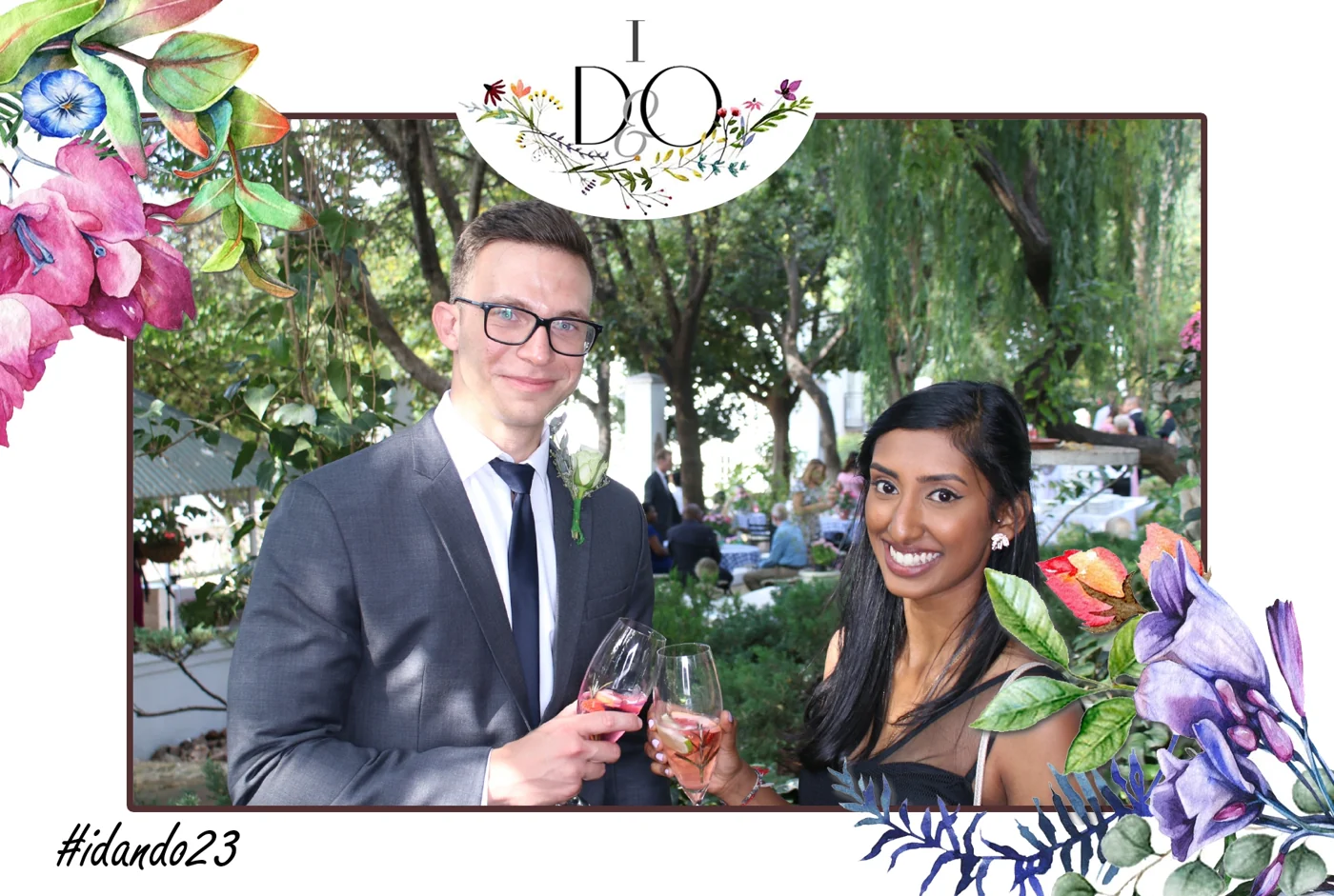 Guests enjoying a personalised photo booth image at an event