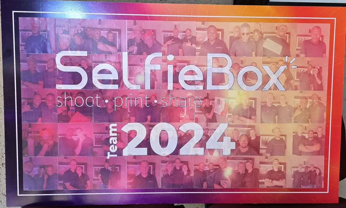The completed SelfieBox Team 2024 year-end Mosaic Wall