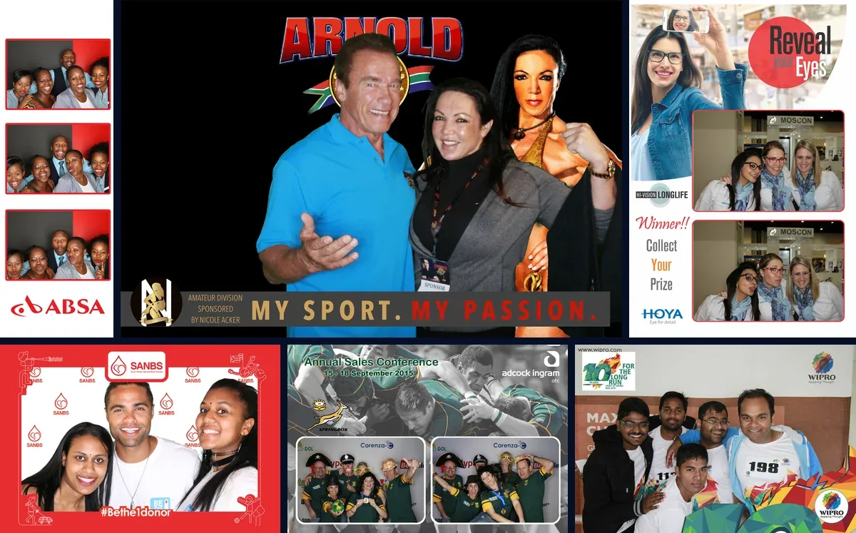 A collage of SelfieBox corporate events and brand activations from 2015