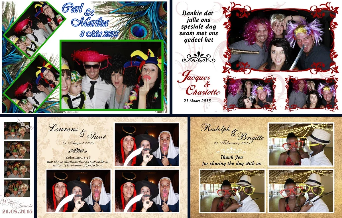 A collage of SelfieBox wedding photographs from 2015