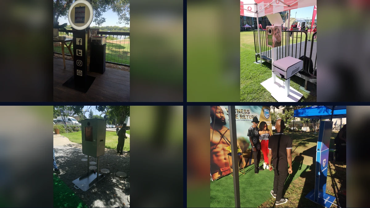 A selection of photo booths available for hire in South Africa