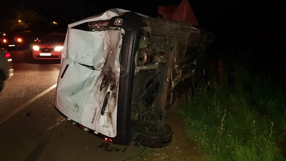 Another view of the same night-time rollover.