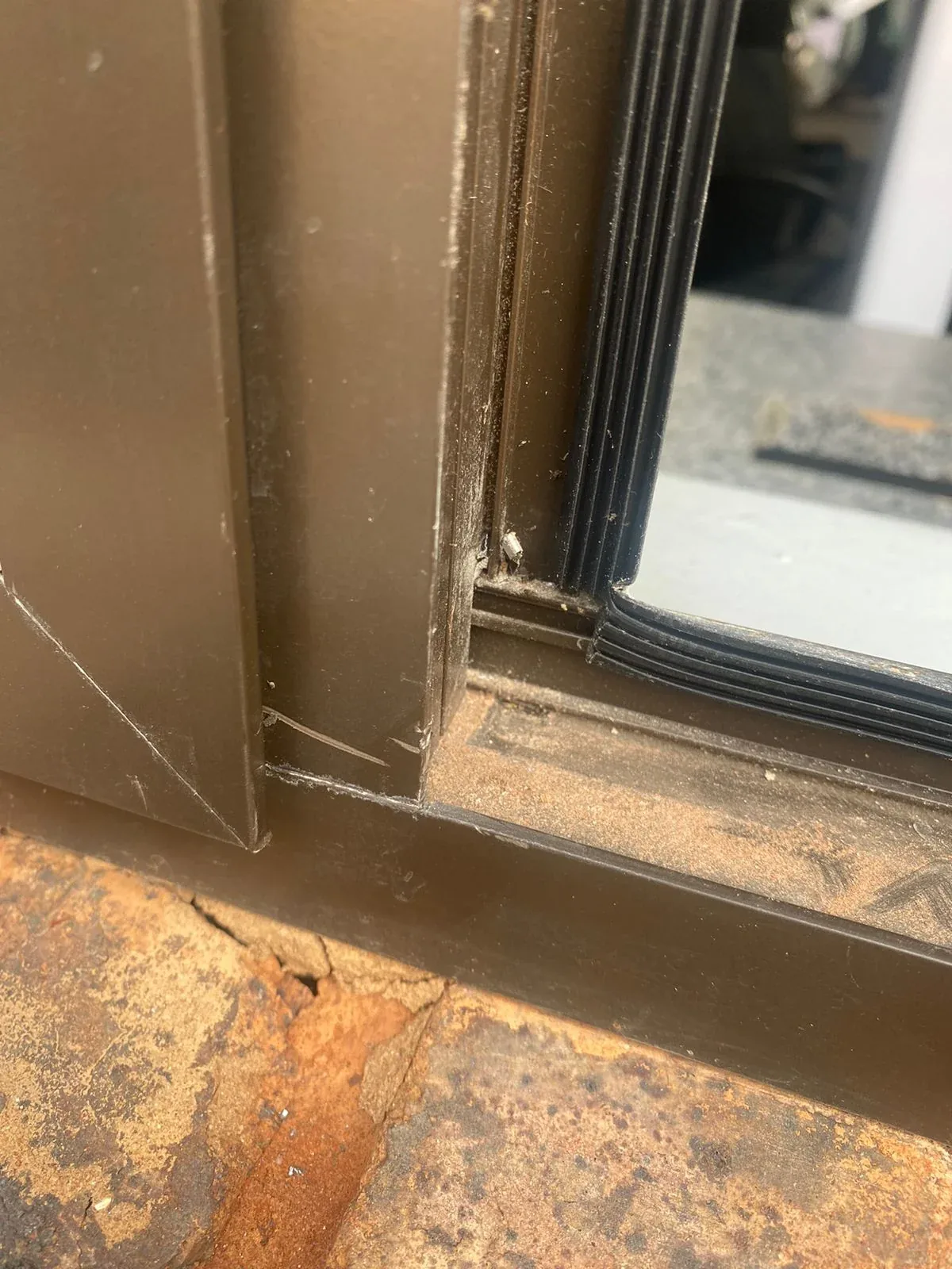 Damage to a door frame: another part of our record of loss.