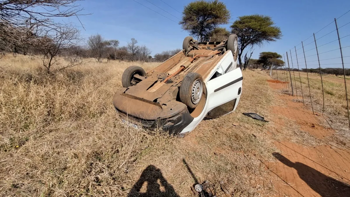 The underside of an overturned vehicle.