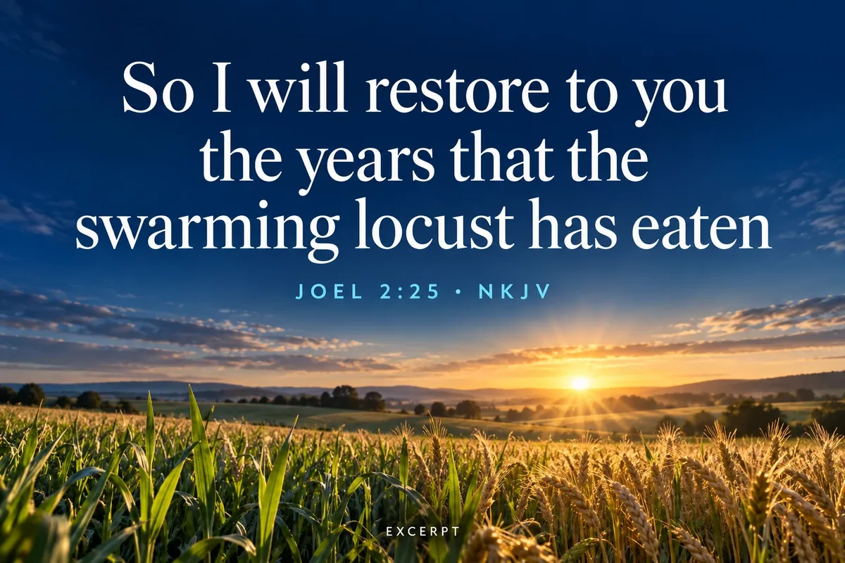 So I will restore to you the years that the swarming locust has eaten. Joel 2:25, NKJV excerpt.