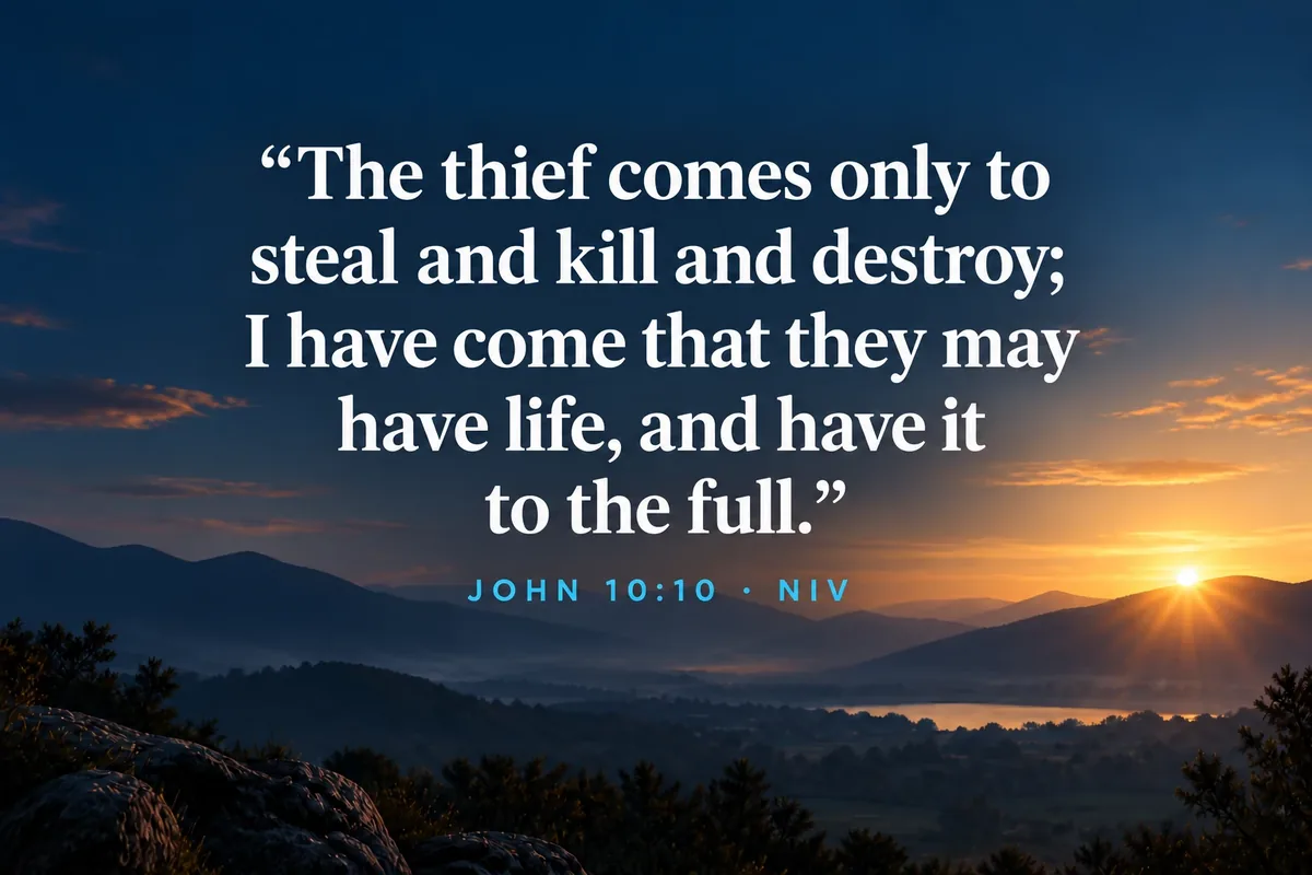 The thief comes only to steal and kill and destroy; I have come that they may have life, and have it to the full. John 10:10, NIV.