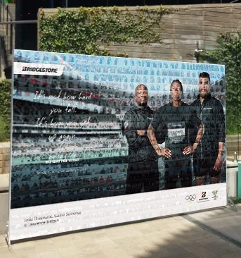 Completed corporate photo mosaic made from guest photographs
