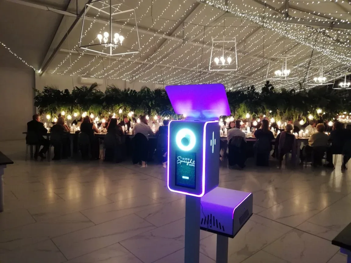 Nano photo booth positioned at a formal year-end function