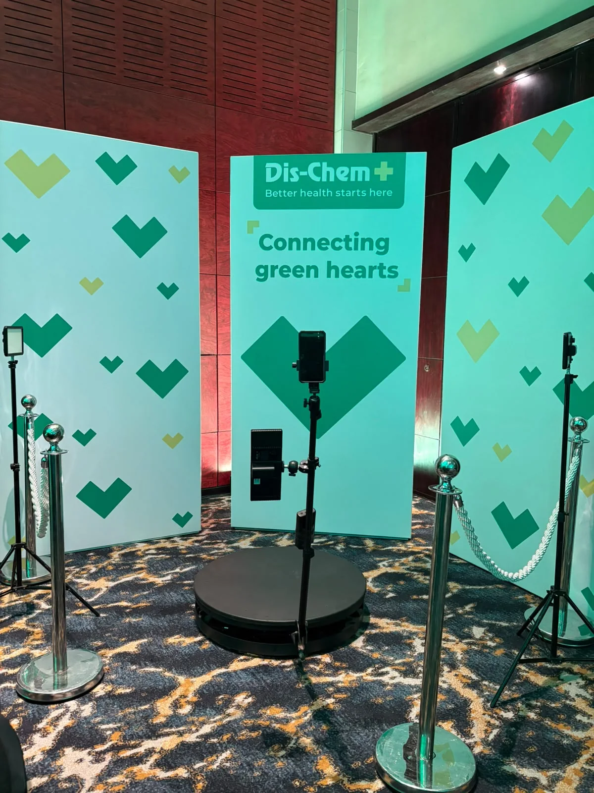 360 Spin setup for Verb Media and Dis-Chem at Century City Convention Centre in Cape Town Western Cape