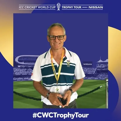 ICC Trophy Tour branded SelfieBox photo booth frame