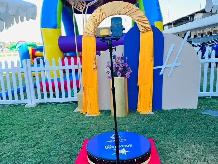 Branded 360 Spin Video Booth setup for HollywoodBets Gold Challenge 2026 in KwaZulu-Natal