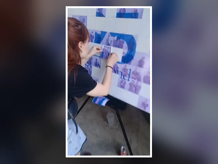 Mosaic booth at Montego with photo stickers creating one large image
